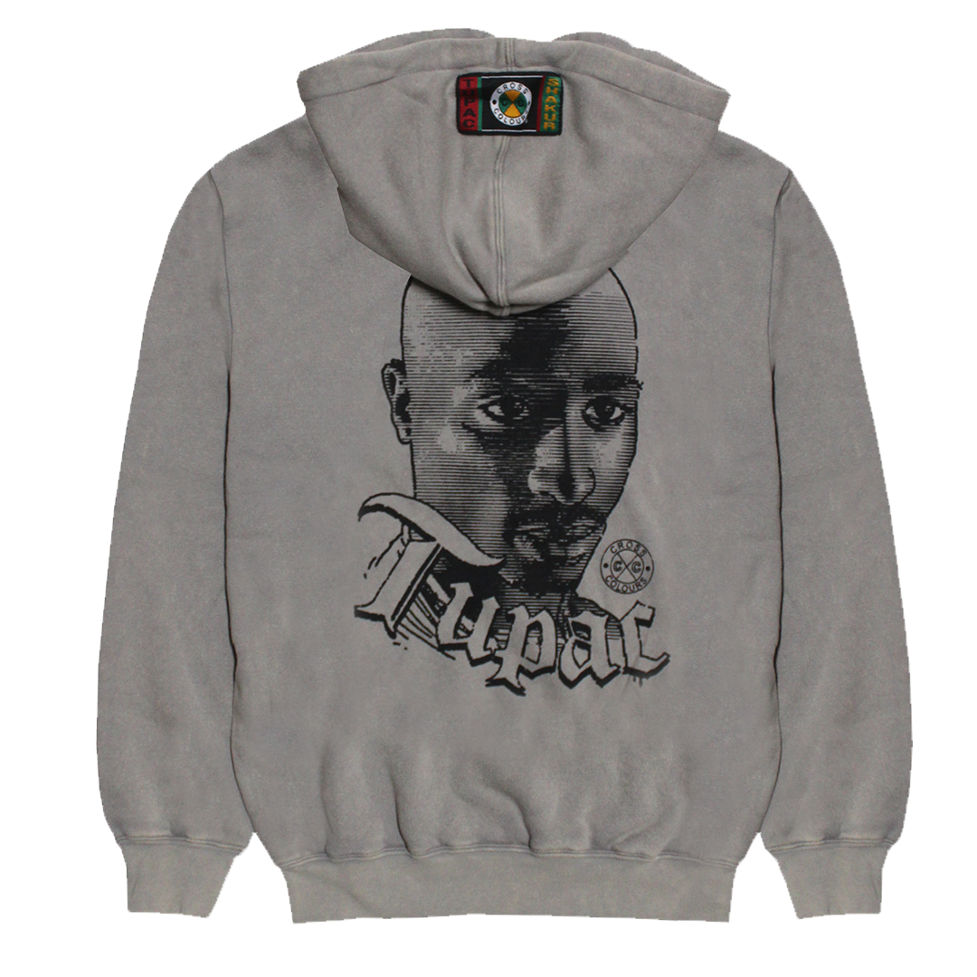 Cross Colours Tupac Stencil hoodie - Mineral Gray