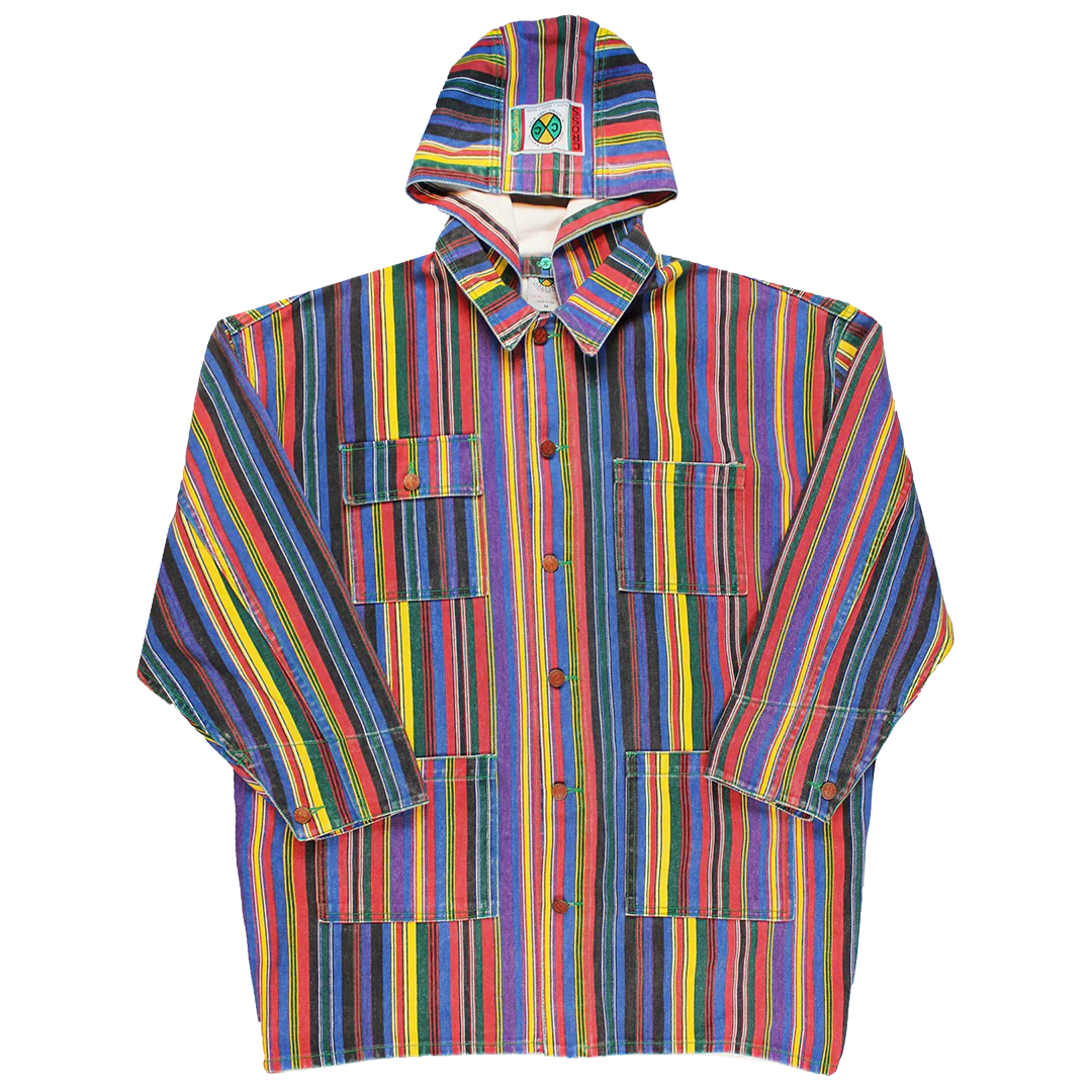 Cross Colours Stripe Hooded Barn Jacket - Multi