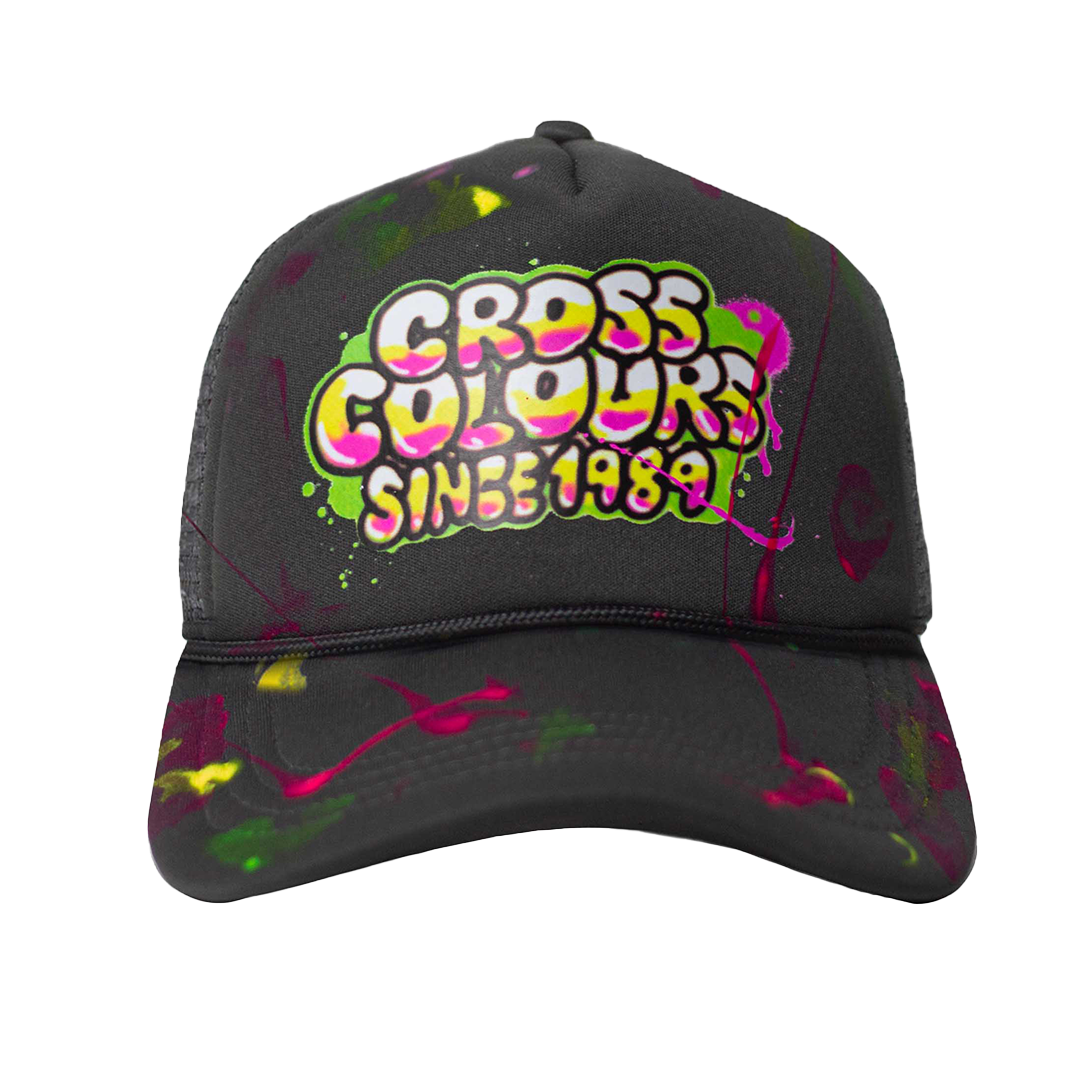 Cross Colours Since 1989 Airbrushed Trucker Hat - Vintage Black
