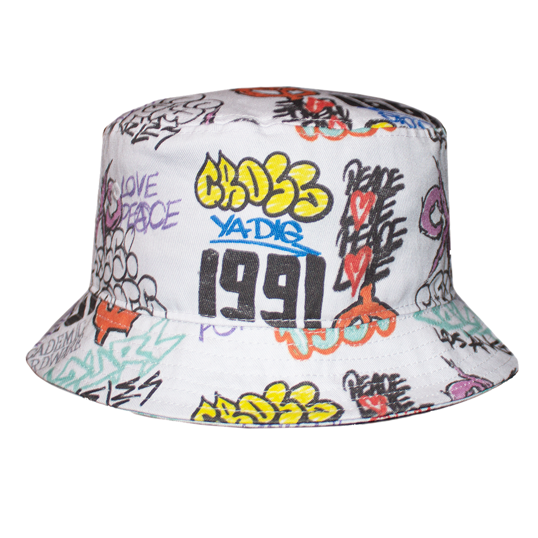Cross Colours Graffiti Bucket Hat - White