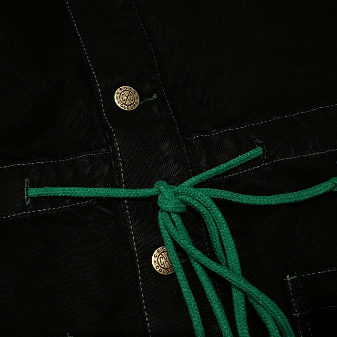 Cross Colours Denim Hooded Barn Jacket - Overdyed Vintage Black