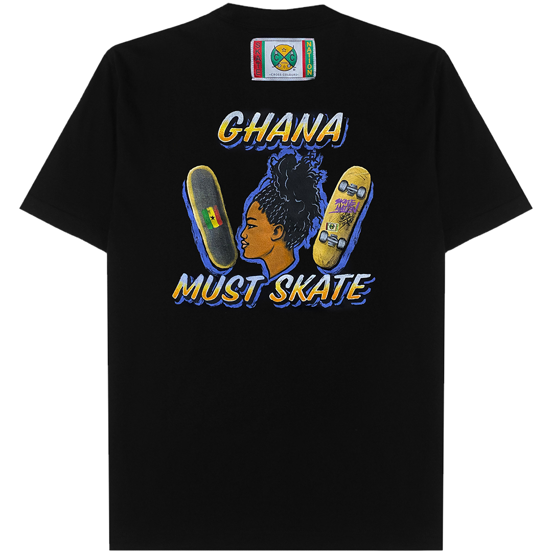 Cross Colours Ghana Skate Girl T Shirt - Black