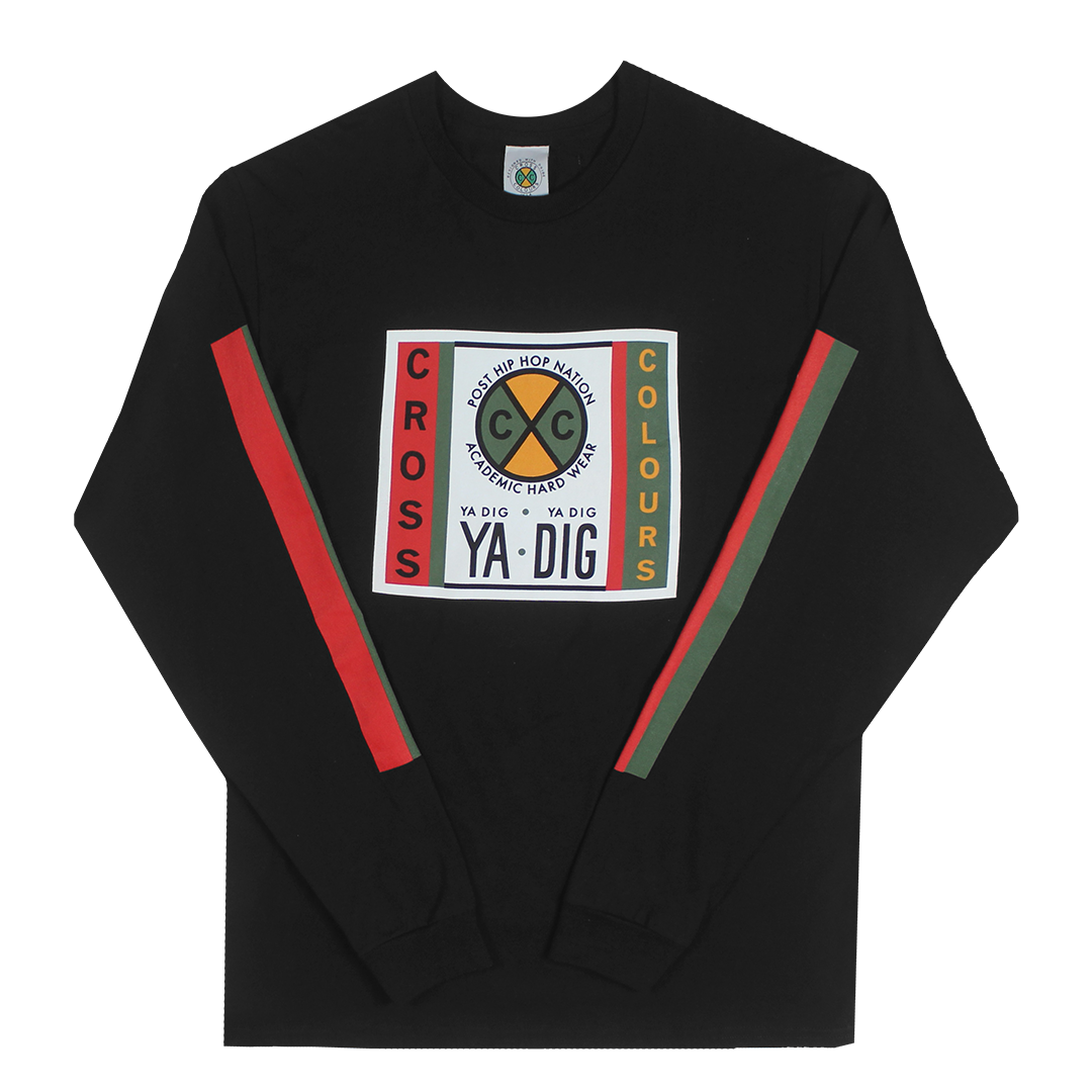 Cross Colours Label Logo L/S T-Shirt - Black