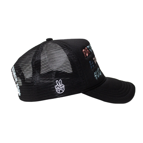 Lips patch new york yankees black trucker hat Clearance