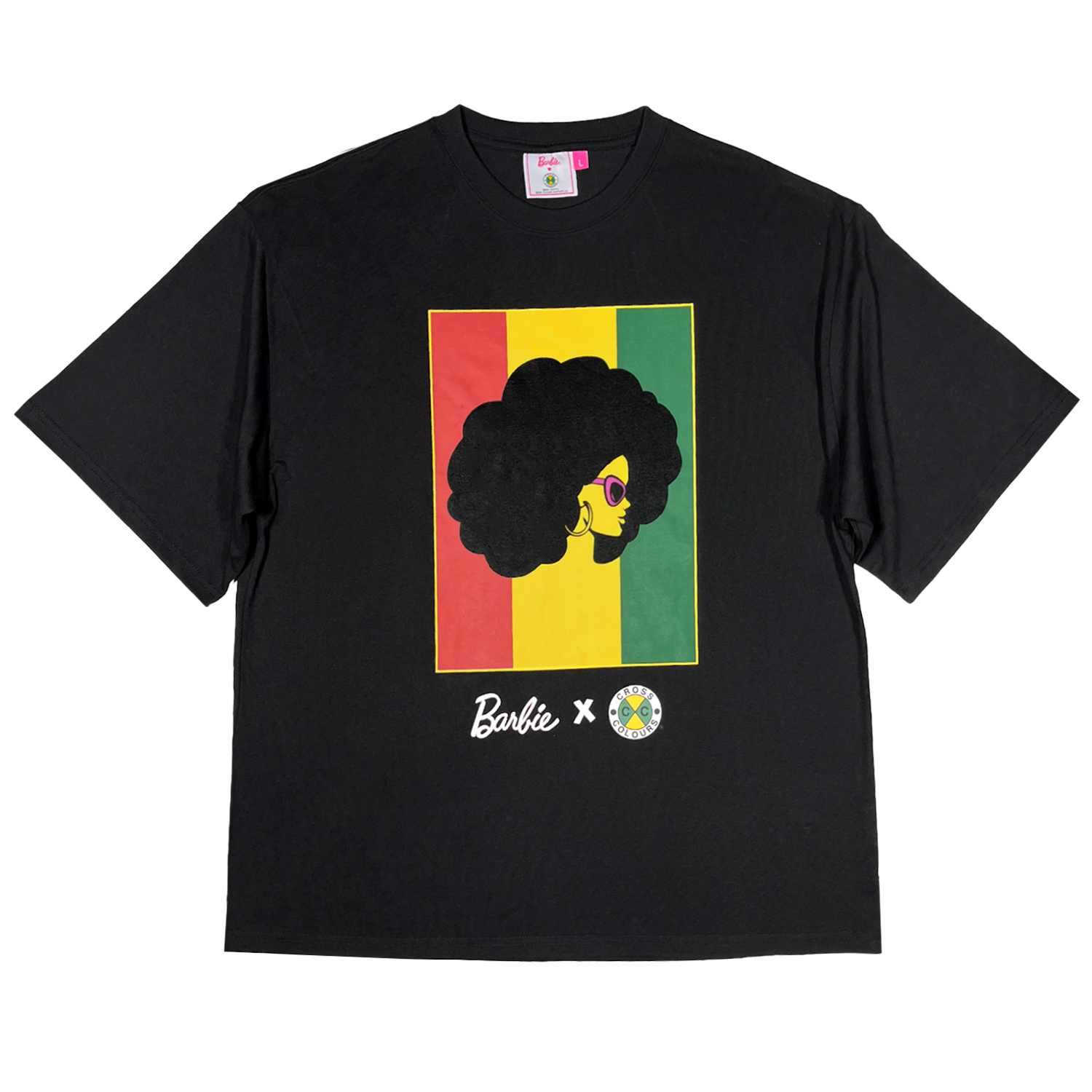 Barbie x Cross Colours Flag Logo T-Shirt - Black