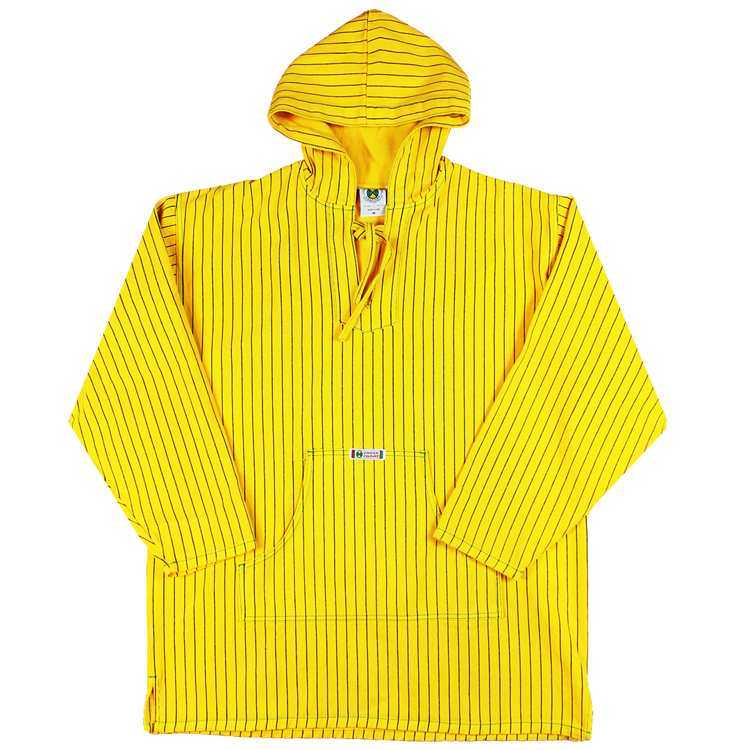 Cross Colours Pinstripe Twill Denim Poncho - Yellow