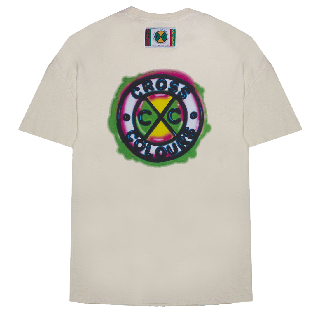 Cross Colours Airbrushed Classic Circle Logo T-shirt - Off White