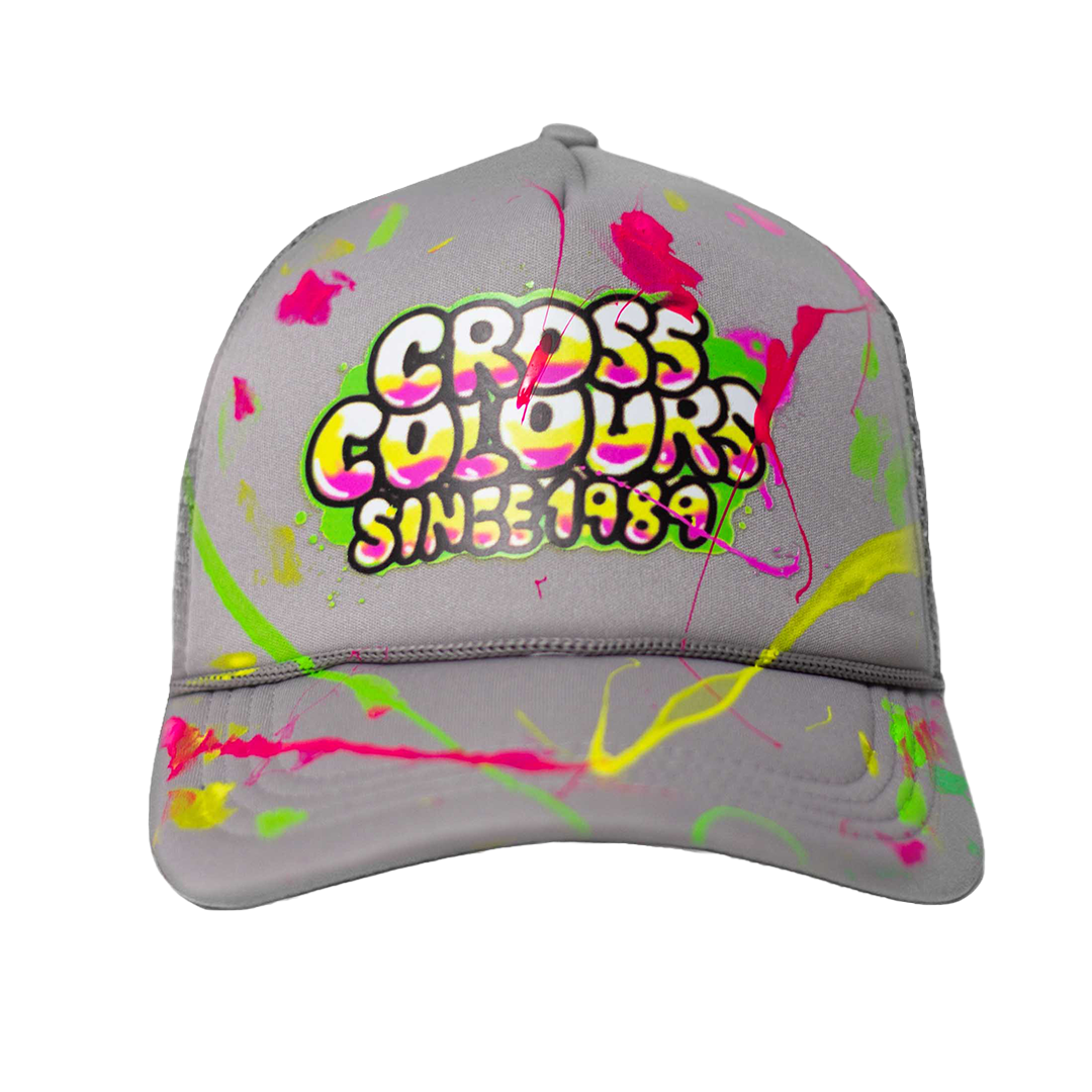 Cross Colours Since 1989 Airbrushed Trucker Hat - Silver