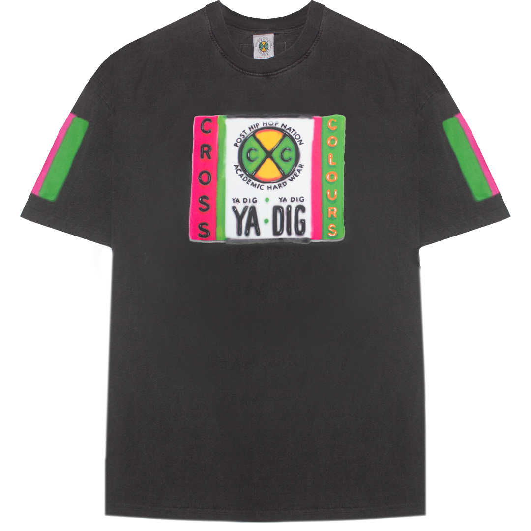 Cross Colours Airbrushed Label Logo T-shirt - Vintage Black