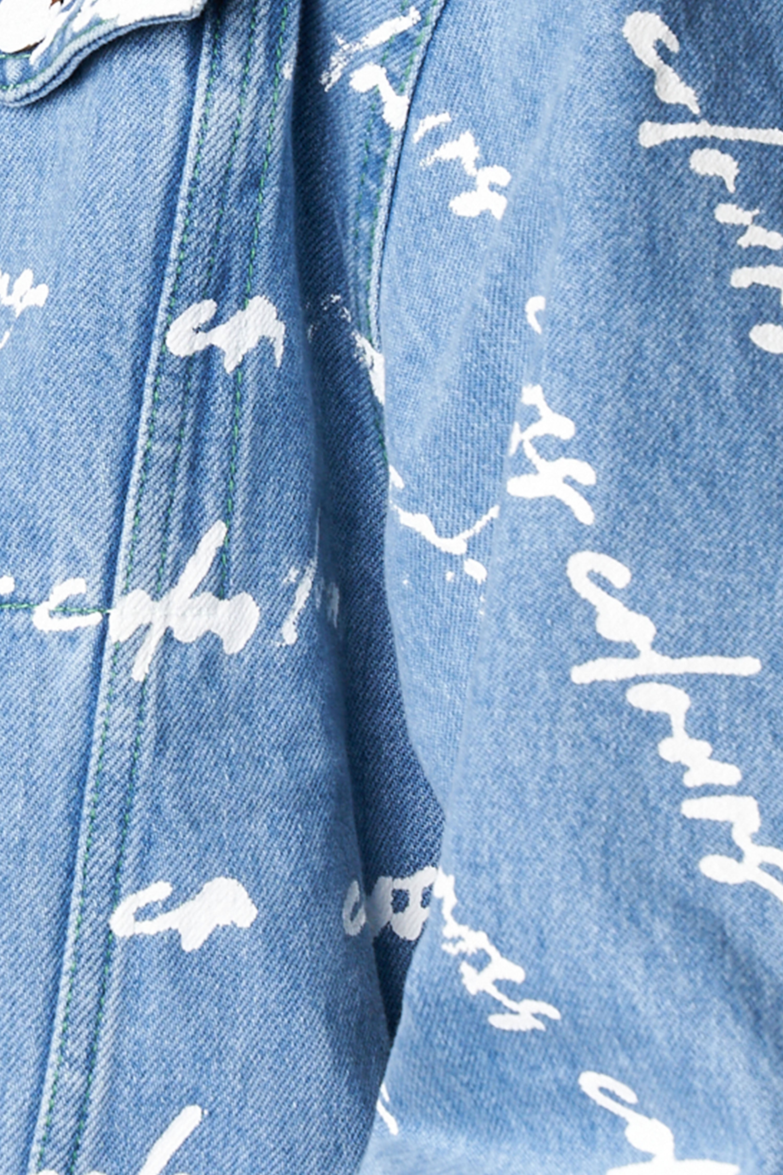 Cross Colours Signature Print Classic Jean Jacket - Vintage Blue