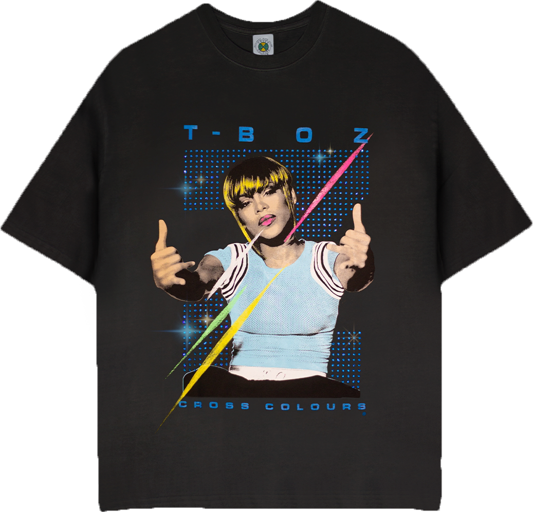 Cross Colours x T-Boz Bling  T Shirt - Vintage Black