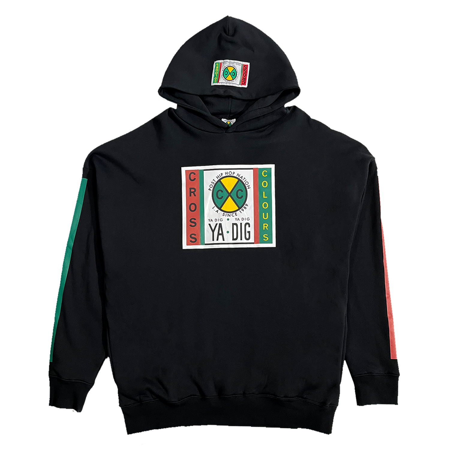 Cross Colours Label Logo Side Pocket Hoodie - Black