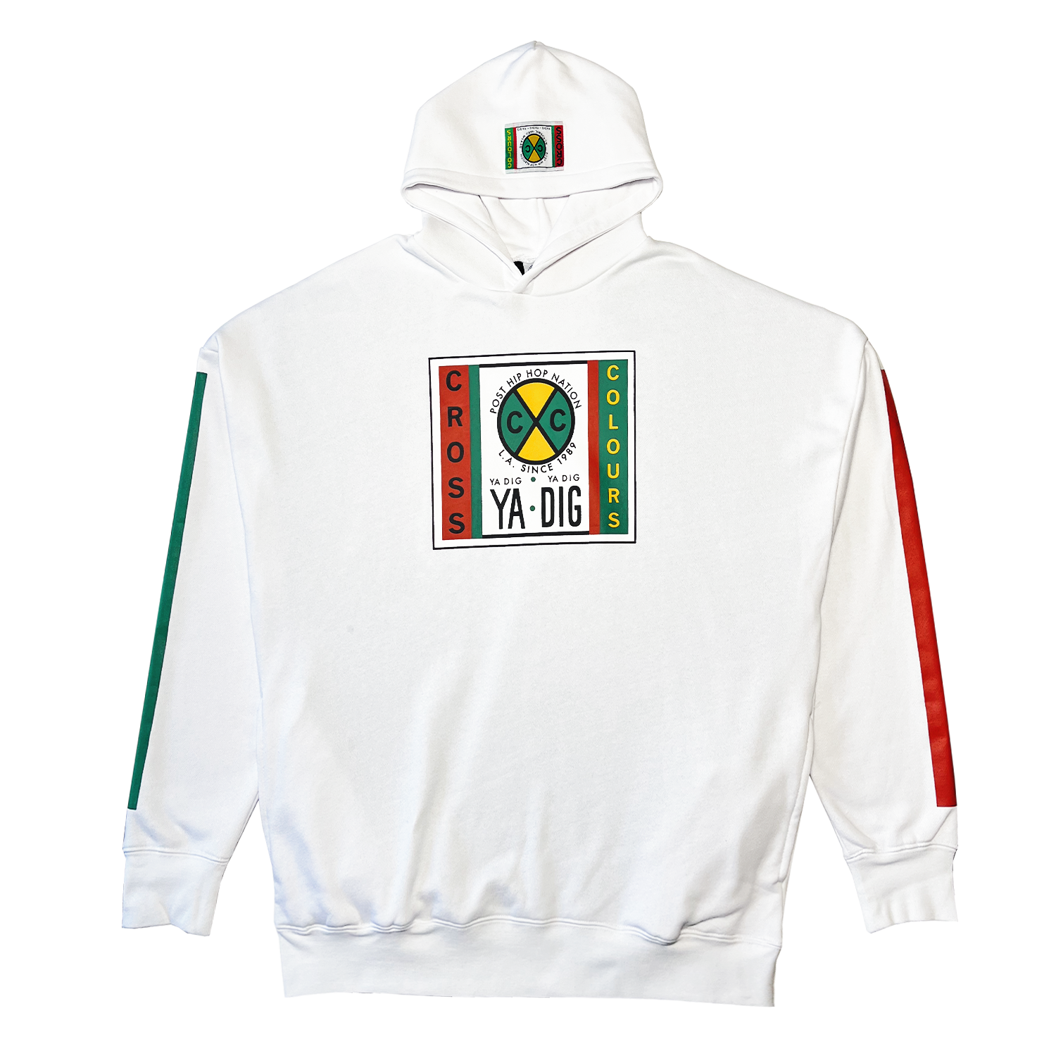 Cross Colours Label Logo Side Pocket Hoodie - White