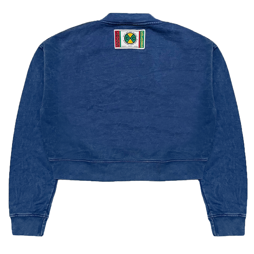 Cross Colours Boyz N The Hood Guidance Crop Sweatshirt - Blue Mineral