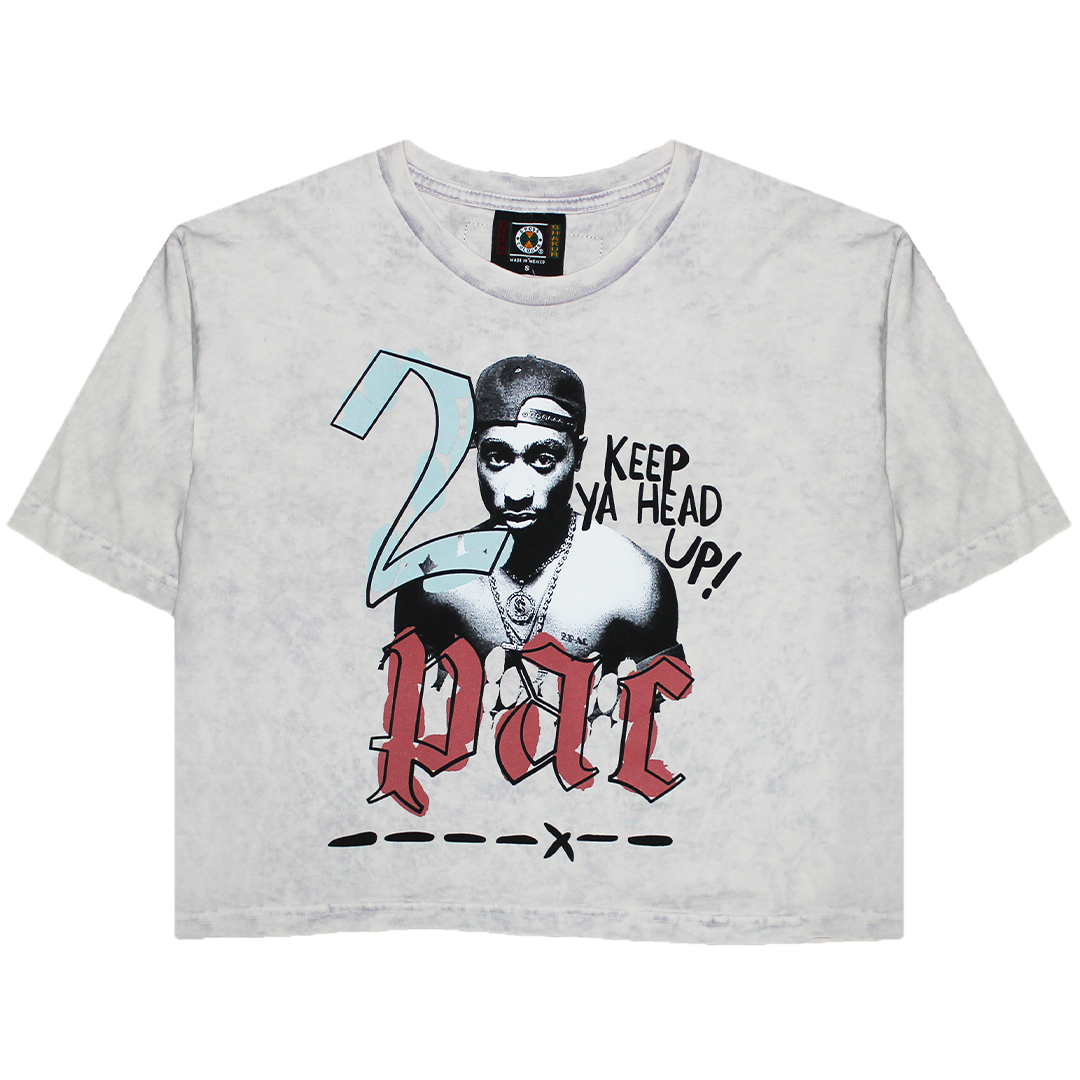Cross Colours Tupac Halo Crop Top T Shirt - White Mineral