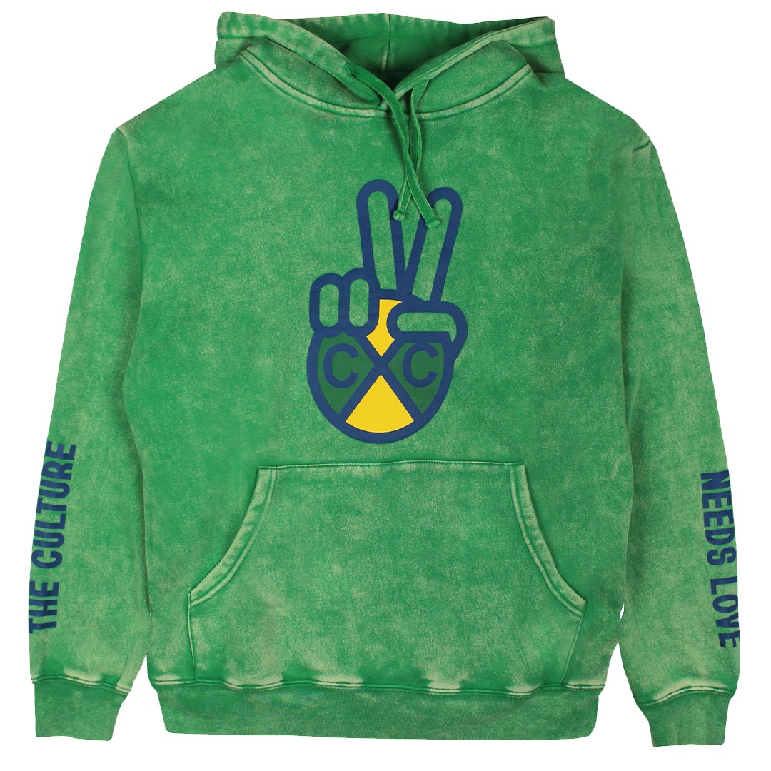 Cross Colours Peace Hand Logo Hoodie - Green Mineral
