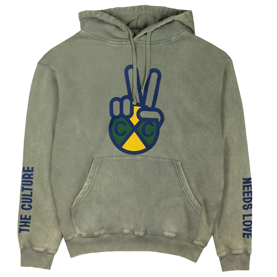Cross Colours Peace Hand Logo Hoodie - Mineral Grey