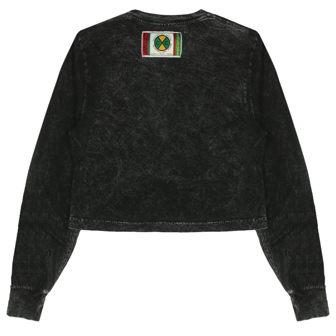 Cross Colours Snoop Dogg Transparent Crop LS T Shirt - Mineral Black