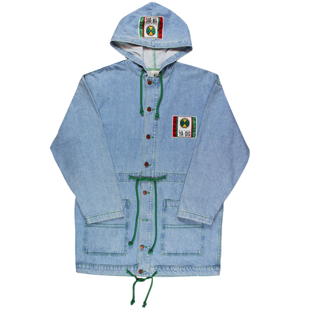 Cross Colours Denim Hooded Barn Jacket - Vintage Indigo