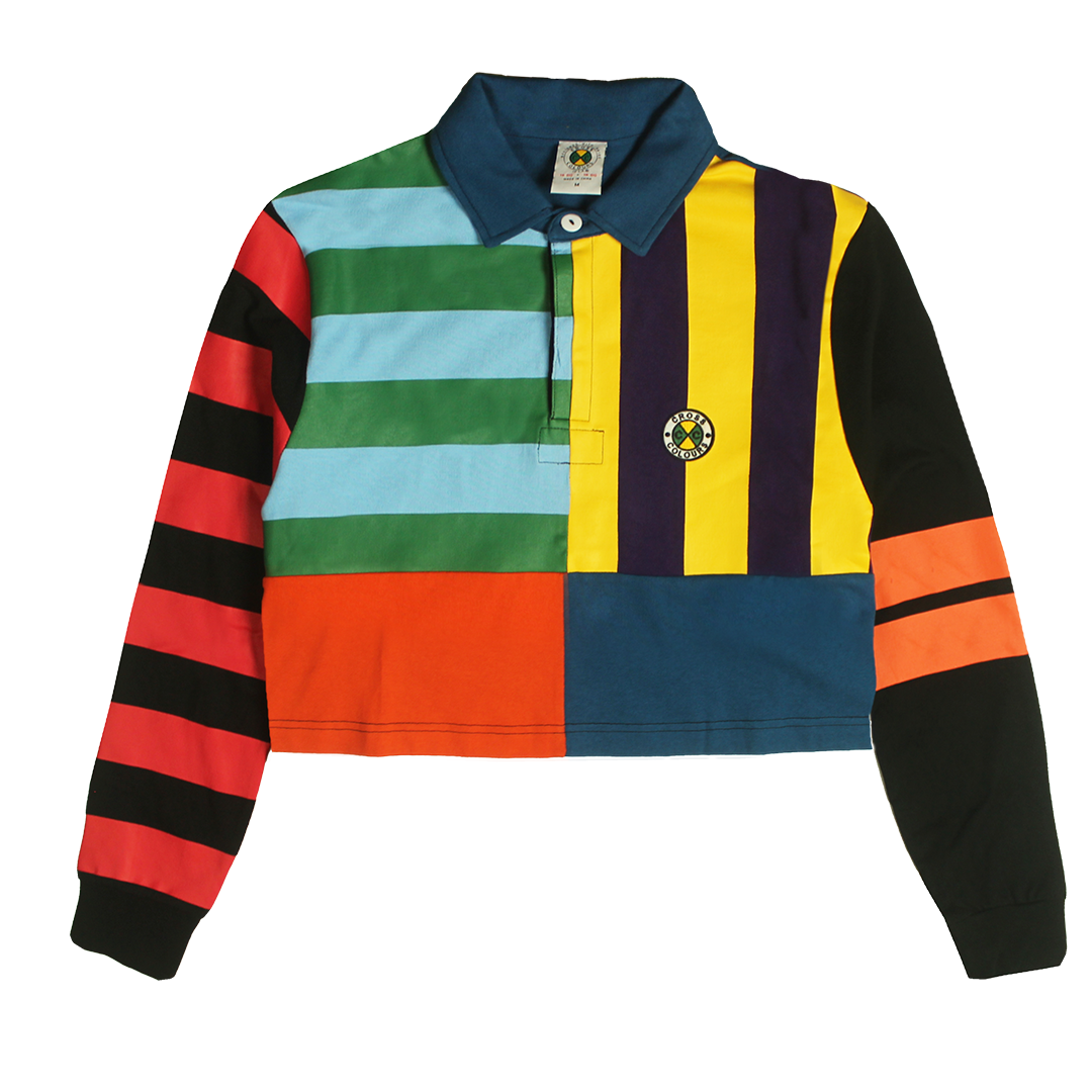 Cross Colours Crop Stripe Panel Rugby Top - Multi