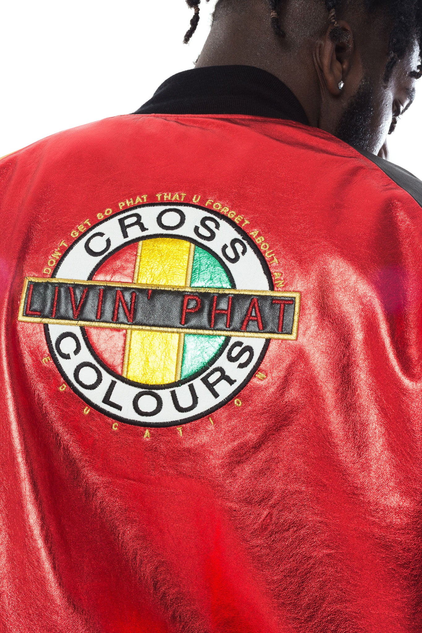 Cross Colours Living Phat Metallic Leather Jacket - Multi