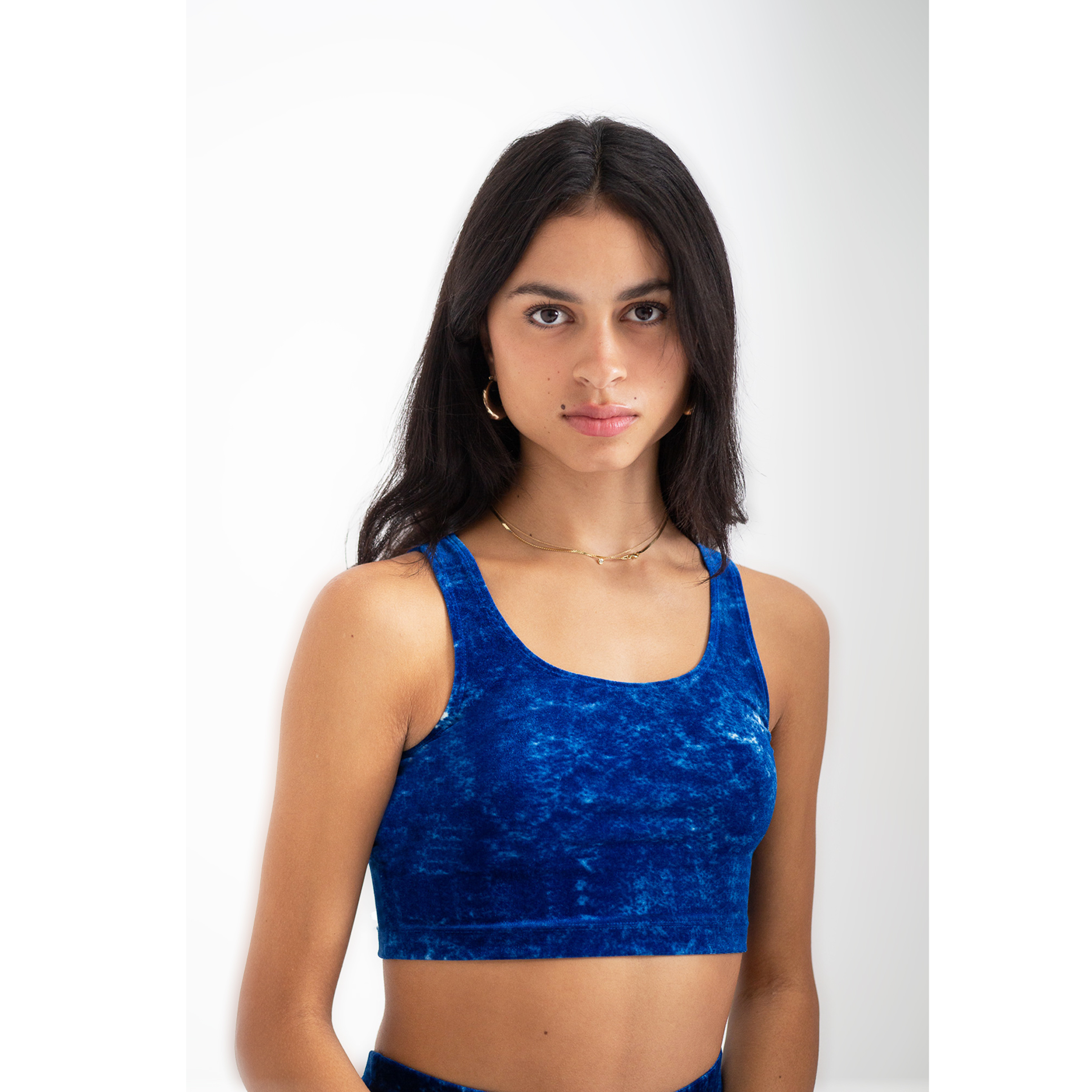 Cross Colours Mineral Wash Velour Crop Tank Top
