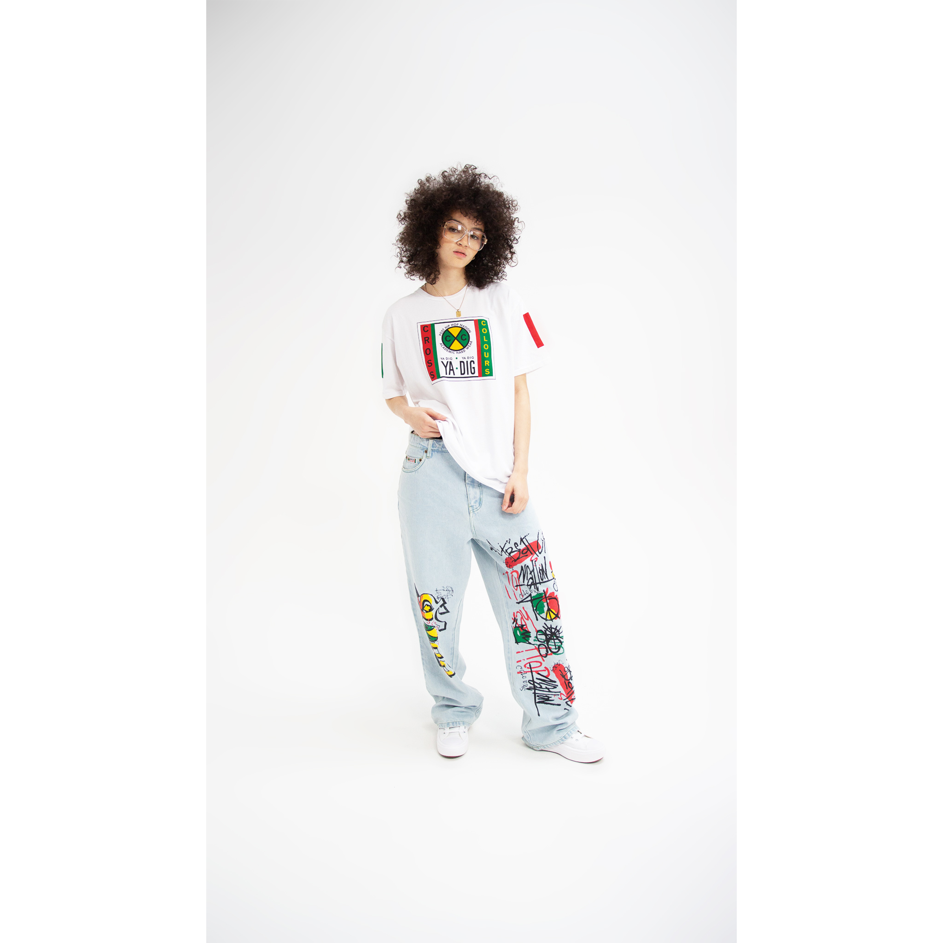 RainbowdogDesign Akademiks Streetwear, Hip Hop, Jeans with Jean Patches 34x30