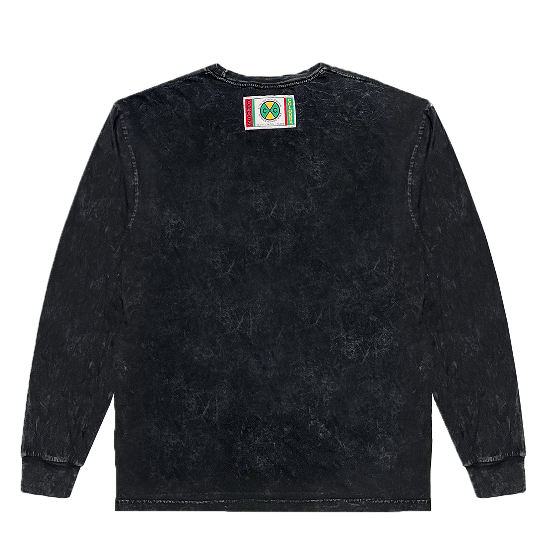 Cross Colours Vintage Label Logo LS T shirt - Black Mineral